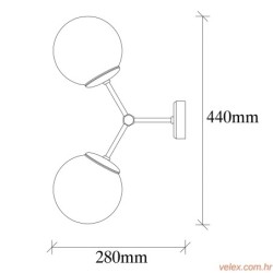 Zidna lampa DAMAR zlatno- bijela, metal- staklo, 28 x 15 cm, visina 44 cm, 2 x E27 40 W, Damar - 6341