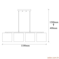 Visilica VALIZ MULTI, crno- bež, metal- platno, 110 x 25 cm, visina 120 cm, promjer sjenila 20 cm, visina 22 cm, podesiva visin