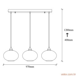 Visilica SMOKED 1 metal- staklo, 97 x 97 cm, visina 120 cm, promjer kugle 27 cm, podesvia visiana, 3 x E27 40 W, Smoked - 052