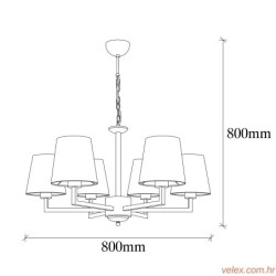 Visilica PROFILL crno- bež, metal - platno, promjer 80 cm, visina 80 cm, promjer sjenila 16 cm, visina 12 cm, podesiva visina,