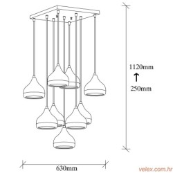 Vislica YILDO ROUND, crna, metal, 63 x 63 cm, visina 112 cm, promjer cjenila 17 cm, visina 16 cm, podesvia visina , 9 x E27 40