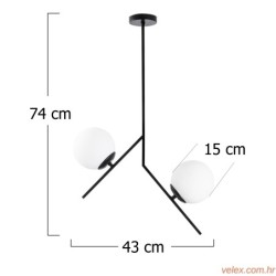 Vislica DOULNAY  L crno- bijela, metal- staklo, 43 x 15 cm, visina 74 cm, E27 40 W, Dolunay - 144-AV