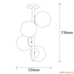 Vislica FAZE crna, metal- staklo, promjer 32 cm, visina 53 cm, promjer kugli 15 cm, podesvia visina , 4 x E27 40 W, Faze-NT-139