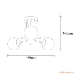 Vislica DAISY 146, crna, metal, 48 x 48 cm, visina 34 cm, 3 x E27 40 W, Daisy-147-AV3