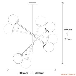 Visilica BEST crna, metal- staklo, 80x 80 cm, visina 70 cm, promjer sjenila 15 cm, 4 X E27 40 W, Best - 631-S