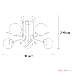 Visilica DAISY 146, bijelo- zlatna, metal- staklo, 80 x 80 cm, visina 34 cm, 5 x E27 40 W, Daisy - 146-AV2