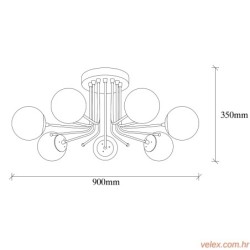 Visilica DAISY 146 AV , bijelo- zlatna, metal- staklo, 90 x 90 cm, visina 35 cm, 7 x E27 40 W, Daisy - 146-AV