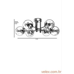 Visilica DOLUNAY 6 crna, metal- staklo, promjer 65 cm, visina 35 cm, E27 60 W, Dolunay 6 Lı Siyah Füme Camlı Avize