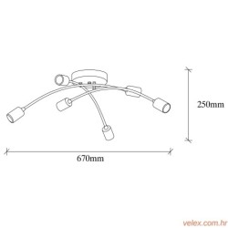 Visilica BANANA crna- vintage, metal, 67 x 67 cm, visina 25 cm, 6 x E27 40 W, Banana - 1142