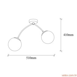 Vislica KROMOZOM, crno- bijela, metal- staklo, 51 x 51 cm, visina 41 cm, promjer kugle 15 cm, 2 x E27 40 W, Kromozom - 1001