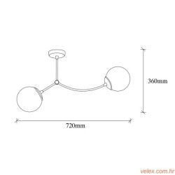 Vislica KROMOZOM 1011, crno- bijela, metal- staklo, 72 x 15 cm, visina 36 cm, promjer sjenila 15 cm, 2 x E27 40 W, Kromozom - 1