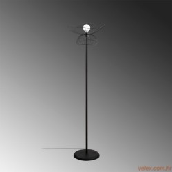 Podna lampa FARAC, crna, metal, 50 x 50 cm, vsina 148 cm, dimenzija sjenila 50 x 14 cm, duljina kabla 350 cm, E27 40 W, Farac -