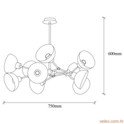 Vislica DRAM, crna, metal, 75 x 75 cm, visina 60 cm, promjer sjenila 15cm, visina 7 cm, 10 x E27 40 W, Dram - 1091