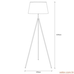 Podna lampa TRIPOD, crna, metal, 65 x 65 cm, visina 165 cm, dimenzija sjenila 40 x 50x 28 cm, duljina kabla 350 cm, E27 40 W, T