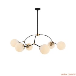 Vislica KROMOZOM 1021 crno- bijela, metal- staklo, 90 x 90 cm, visina 69 cm, promjer kugli 15 cm, 6 x E27 40 W, Kromozom - 1021