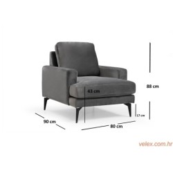 Fotelja wing PAPIRA antracit, Papira Armchair - Anthracite