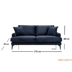 Dvosjed PAPIRA plava, Papira 2 Seater - Navy Blue