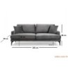 Trosjed PAPIRA sivi, Papira 3 Seater - Grey