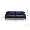 Trosjed PAPIRA tamnoplavi, Papira 3 Seater - Navy Blue