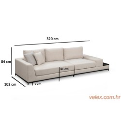 Četverosjed, LINE s integriranim stolićem, bež, Line With Side Table - Beige