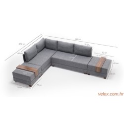 Kutna garnitura na razvlačenje BELLA SOFT, lijeva, siva, Fly Corner Sofa Bed Left - Grey