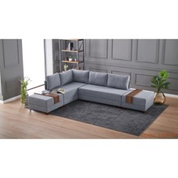 Kutna garnitura na razvlačenje BELLA SOFT, lijeva, siva, Fly Corner Sofa Bed Left - Grey