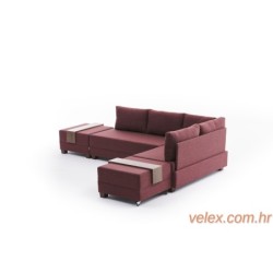 Kutna garnitura na razvlačenje BELLA SOFT, desna, tamno crvena, Fly Corner Sofa Bed Right - Claret Red