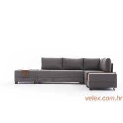 Kutna garnitura na razvlačenje BELLA SOFT, desna, smeđa, Fly Corner Sofa Bed Right- Brown