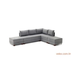 Kutna garnitura na razvlačenje BELLA SOFT, desna, siva, Fly Corner Sofa Bed Right- Grey