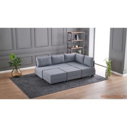 Kutna garnitura na razvlačenje BELLA SOFT, desna, siva, Fly Corner Sofa Bed Right- Grey