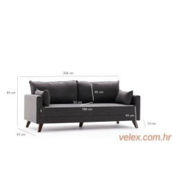 Trosjed, Antracit, Bella Sofa For 3 Pr - Anthracite