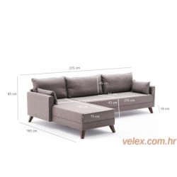 Kutna garnitura, Smeđa, Bella Corner Sofa Left - Brown