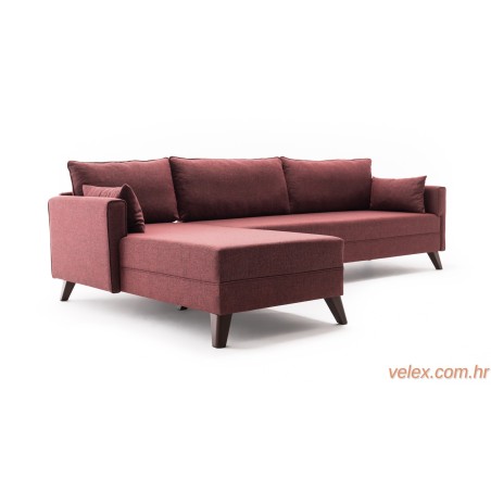 Kutna garnitura, Bordo crvena, Bella Corner Sofa Left 1 - Claret Red