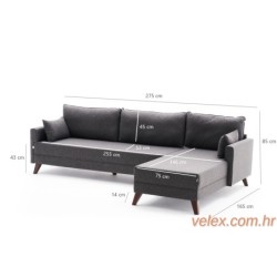 Kutna garnitura, Antracit, Bella Corner Sofa Right - Anthracite