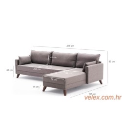 Kutna garnitura, Smeđa, Bella Corner Sofa Right - Brown