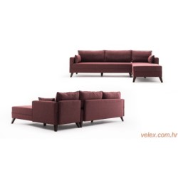 Kutna garnitura, Bordo crvena, Bella Corner Sofa Right 1 - Claret Red