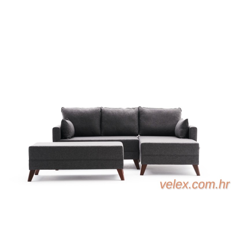 Kutna garnitura na razvlačenje, Antracit, Bella Mini Corner Sofa Right - Anthracite