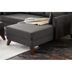 Kutna garnitura na razvlačenje, Antracit, Bella Mini Corner Sofa Right - Anthracite