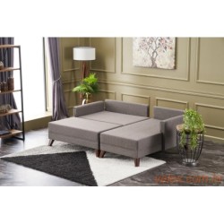 Kutna garnitura na razvlačenje, Smeđa, Bella Mini Corner Sofa Right - Brown