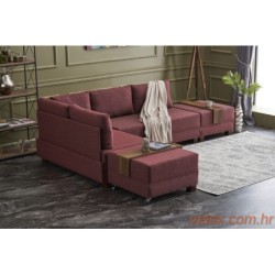 Kutna garnitura na razvlačenje, Bordo crvena, Fly Corner Sofa Bed Left - Claret Red