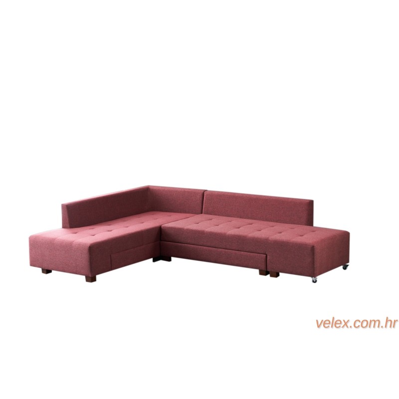 Kutna garnitura na razvlačenje, Bordo crvena, Manama Corner Sofa Bed Left - Claret Red