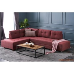 Kutna garnitura na razvlačenje, Bordo crvena, Manama Corner Sofa Bed Left - Claret Red