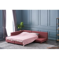 Kutna garnitura na razvlačenje, Bordo crvena, Manama Corner Sofa Bed Left - Claret Red