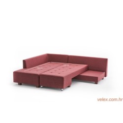 Kutna garnitura na razvlačenje, Bordo crvena, Manama Corner Sofa Bed Left - Claret Red