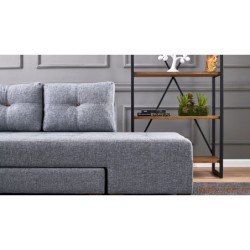 Kutna garnitura na razvlačenje, Sivo, Manama Corner Sofa Bed Left - Grey