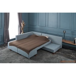 Kutna garnitura na razvlačenje, Svijetlo plava, Manama Corner Sofa Bed Left - Light Blue