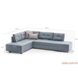 Kutna garnitura na razvlačenje, Svijetlo plava, Manama Corner Sofa Bed Left - Light Blue