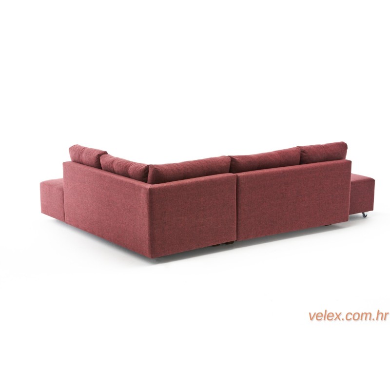 Kutna garnitura na razvlačenje, Bordo crvena, Manama Corner Sofa Bed Right - Claret Red