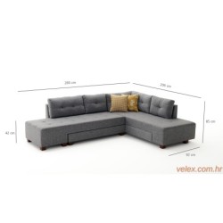 Kutna garnitura na razvlačenje, Sivo, Manama Corner Sofa Bed Right - Grey