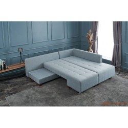 Kutna garnitura na razvlačenje, Svijetlo plava, Manama Corner Sofa Bed Right - Light Blue